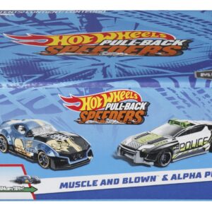 Hot wheels set 2 masinute metalice pull back muscle and blown si alpha pursuit 1:43